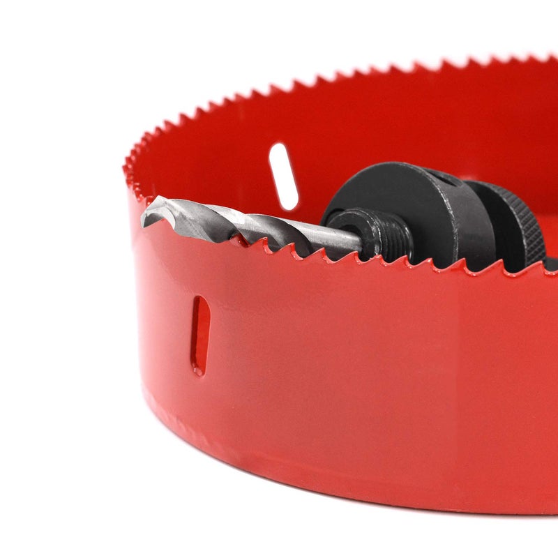 Koopi 6 3/8 inch Hole Saw with Heavy Duty Arbor, 38mm Depth Bi-Metal Hole Cutter, Easily Drilling Wood, Plastic, Plywood, Ceiling, Thin Metal for Recessed Lighting, Can Lights (162mm Dia.) - Image 5